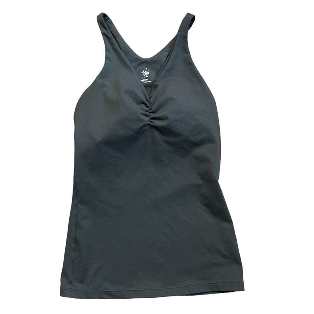 Prana Sabin Chakra Racerback Tank Top Ruched Front Gray Size S